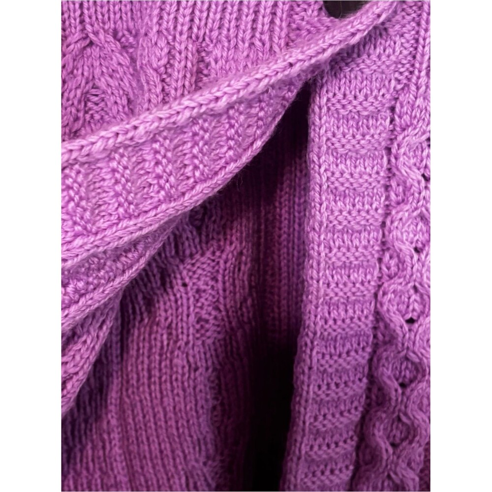 Kilronan Irish Merino Wool Aran Cable Knit Cardigan Sweater 3/4 Sleeves Orchid - Picture 7 of 10